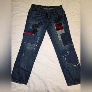 Lauren Ralph Lauren Patchwork Tapered Ankle Jeans- Women's Size 8P Bianca Wash